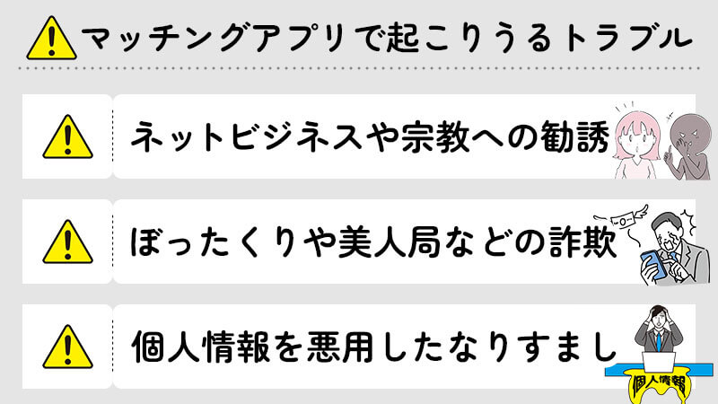 マッチングアプリで起こりうるトラブル